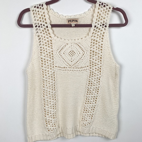 Anthropologie Tops - Anthropologie Pepin Cream Crochet Tank, Size S